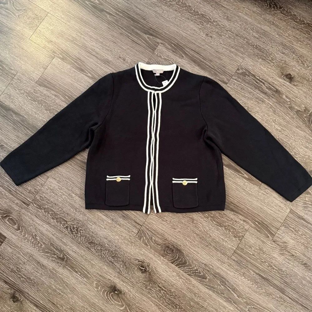 J. Crew Emilie sweater lady jacket with contrast trim New